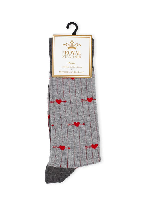 Men's Cupid Arrow Socks Gray/Red One Size
