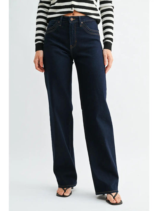Double Pocket Full Length Wide Leg - Super Dark