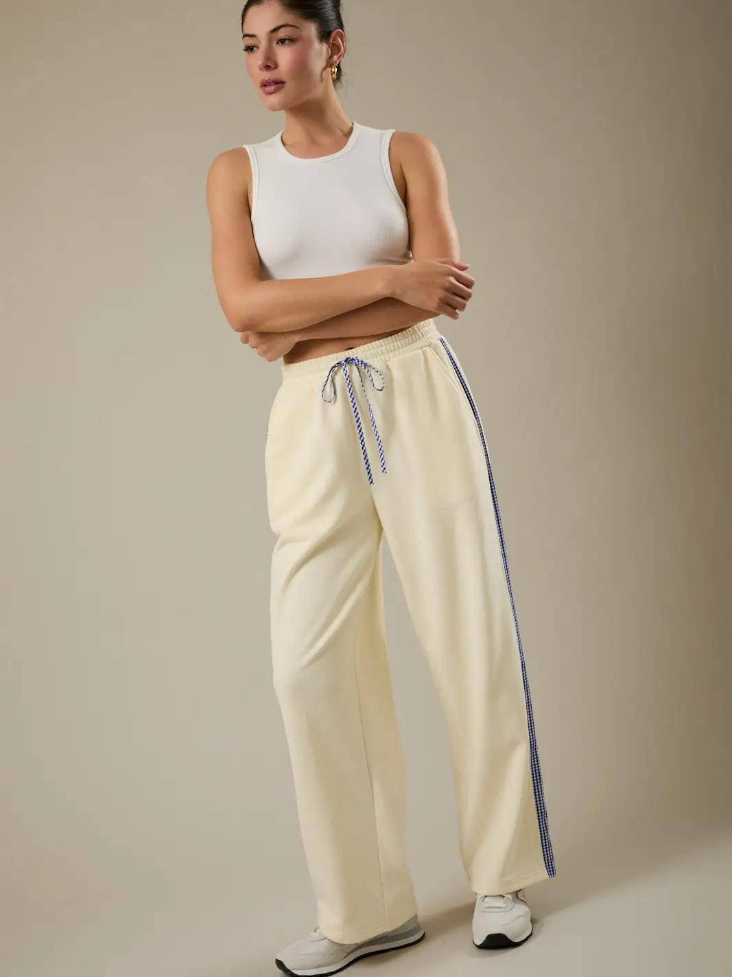 High Waist Side Gingham Detail Jogger Sweatpants