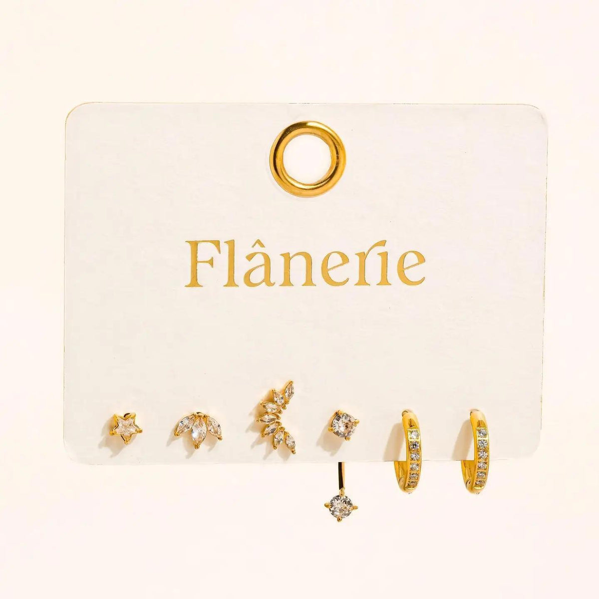 Novaé 18K Gold Non-Tarnish Cz Mix Earring Set