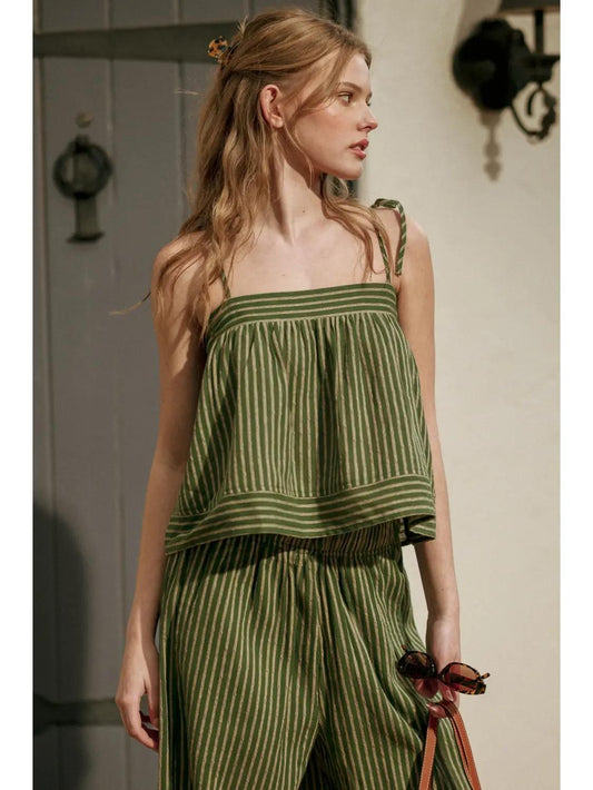 Striped Print Spaghetti Strap Top