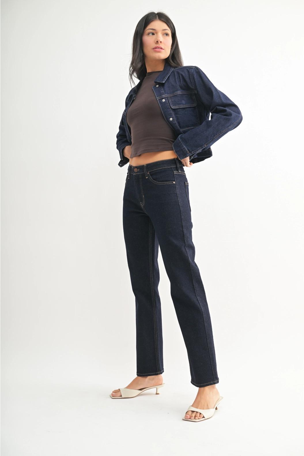 Clean Mid Rise Straight Jeans