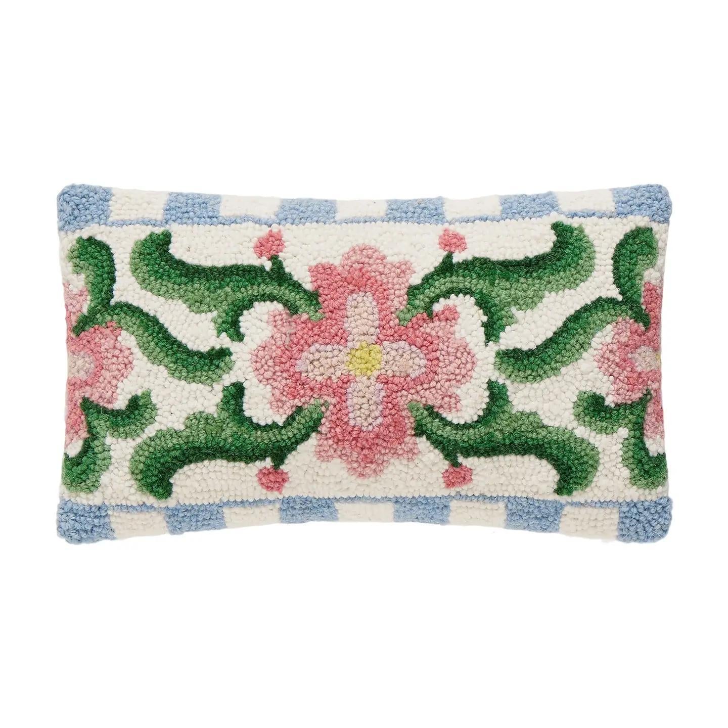 Vintage Floral Tile Lumber Hook Pillow