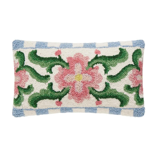 Vintage Floral Tile Lumber Hook Pillow