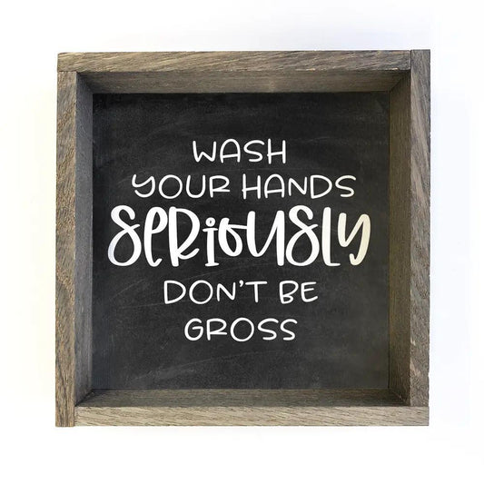 Wooden Black Bathroom Sign - Wash Your Hands