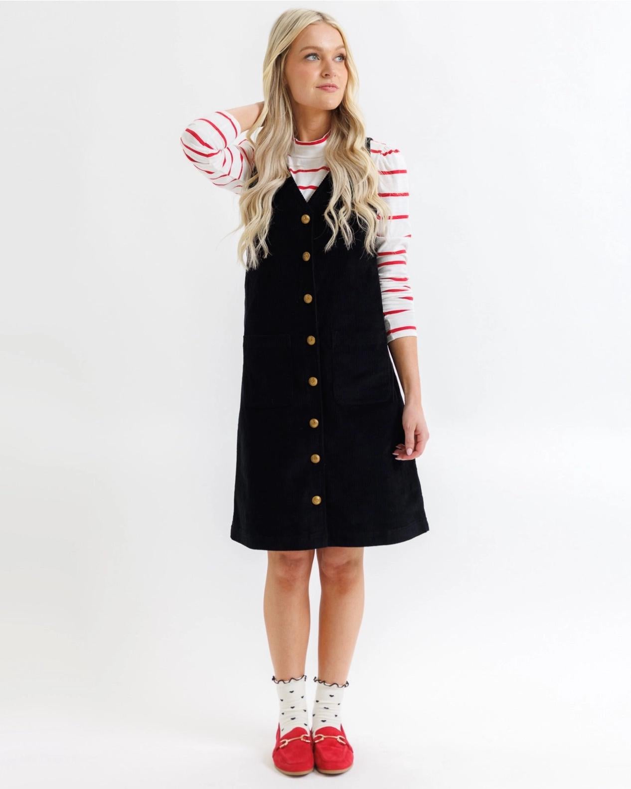 Ariel Corduroy Button Down Knee-Length Jumper