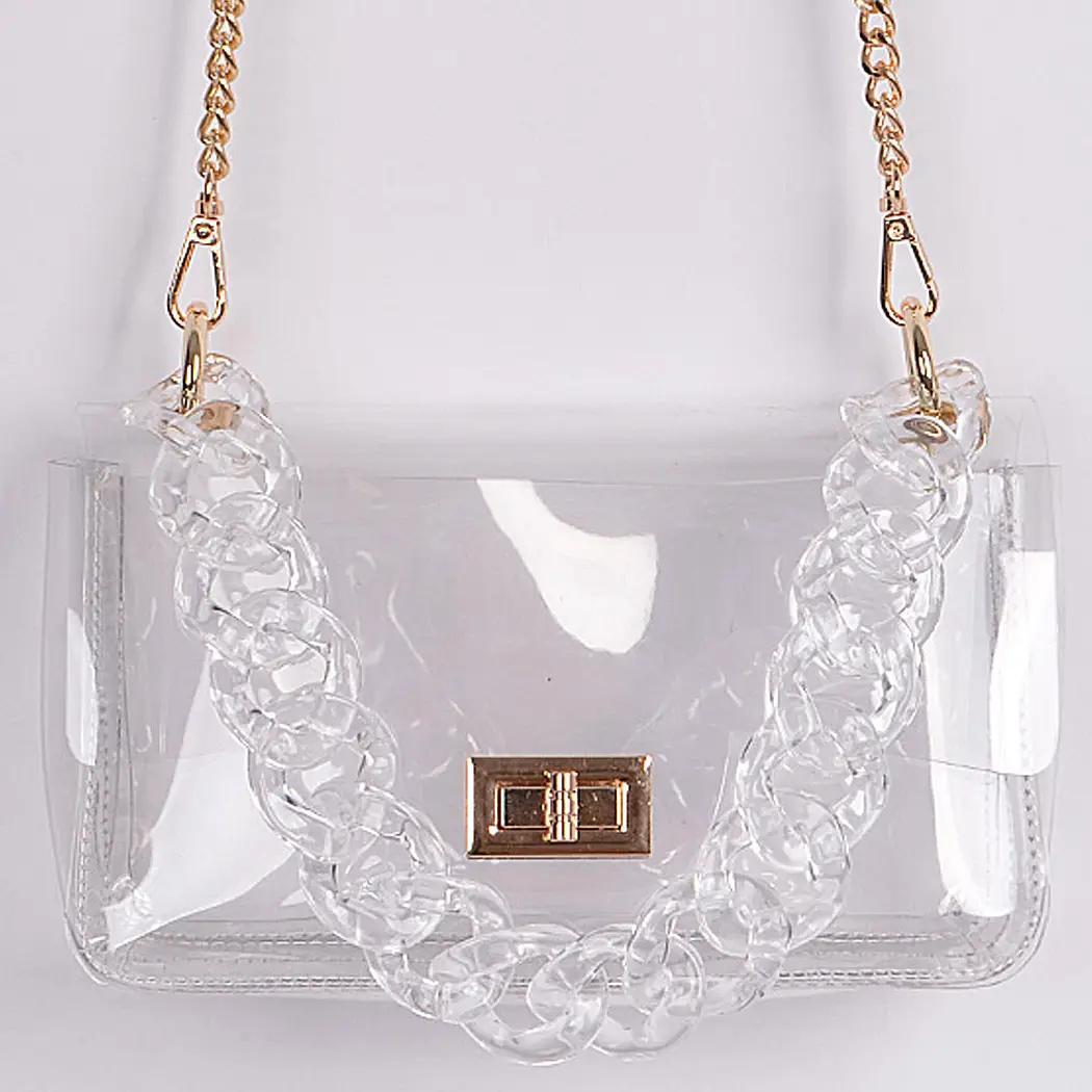 Cross Chain Body Visibly Clear Clutch