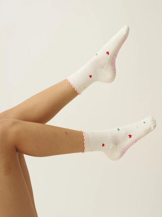 Mini Heart Petal Grip Sock, Pilates Socks