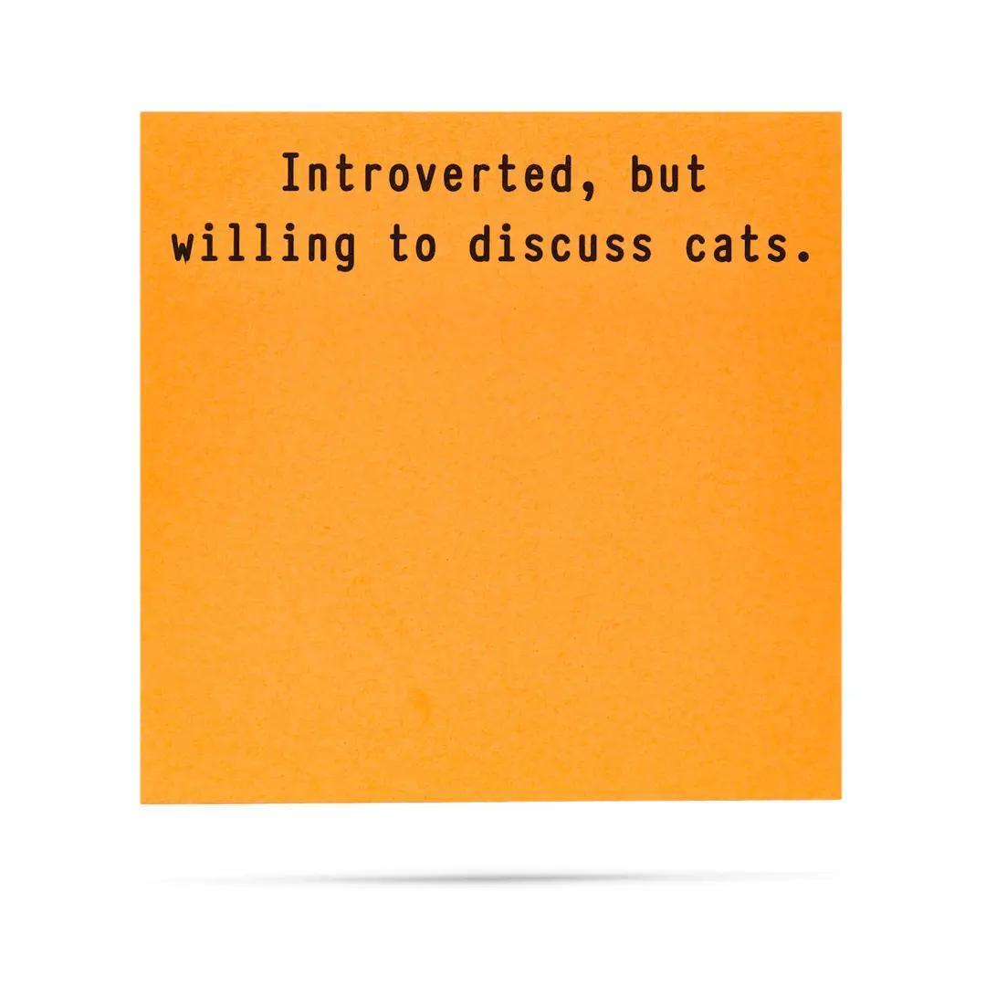 Introverted, But Willing To Discuss Cats | Sticky Note Pads