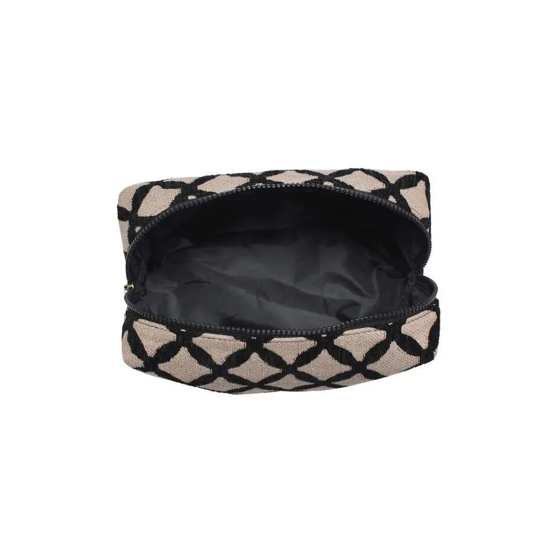 over head shot of pouch open. 