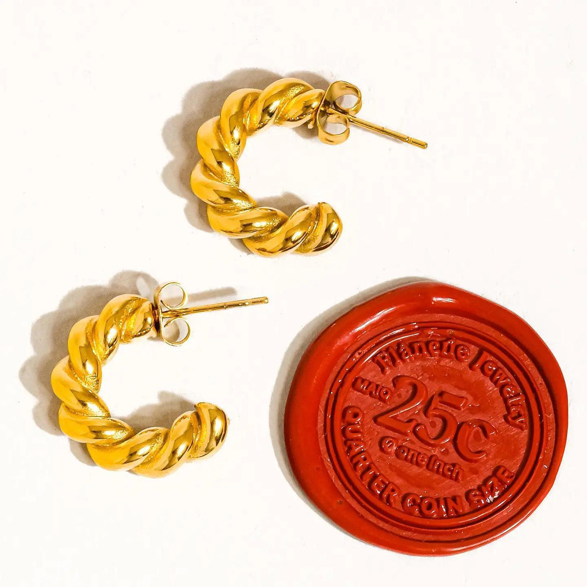 Brume 18K Gold Non-Tarnish Braided C Hoop Earring