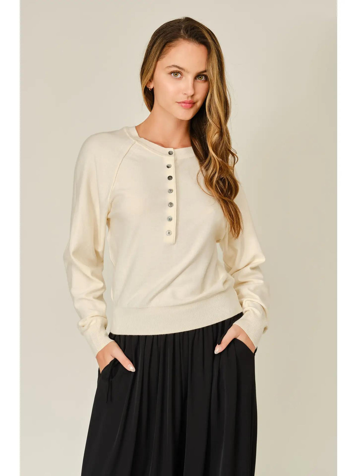 Cashmere Button Down Sweater (Cream)