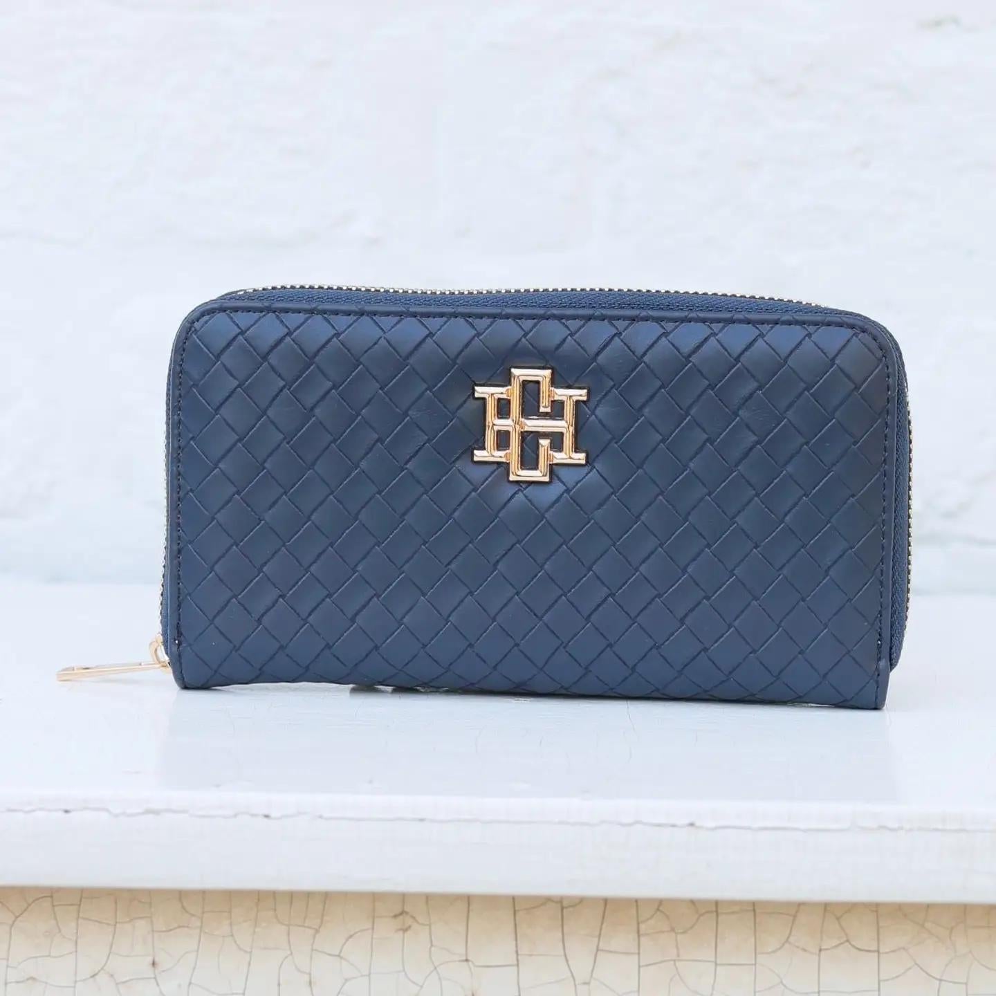 Penelope Wallet Woven Navy