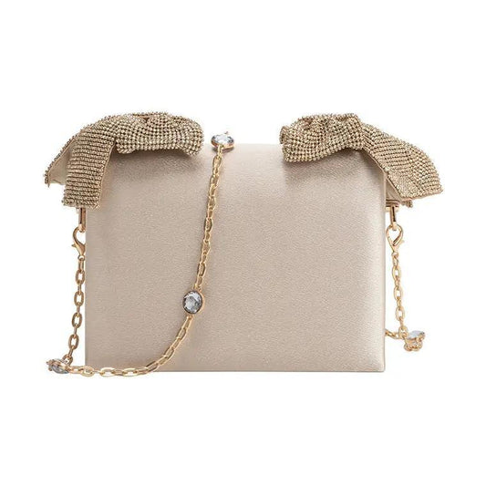 Yuri Champagne Satin Crossbody Bag