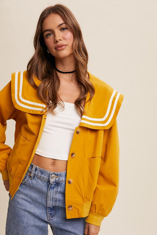 Sailor Collar Button-Up Jacket