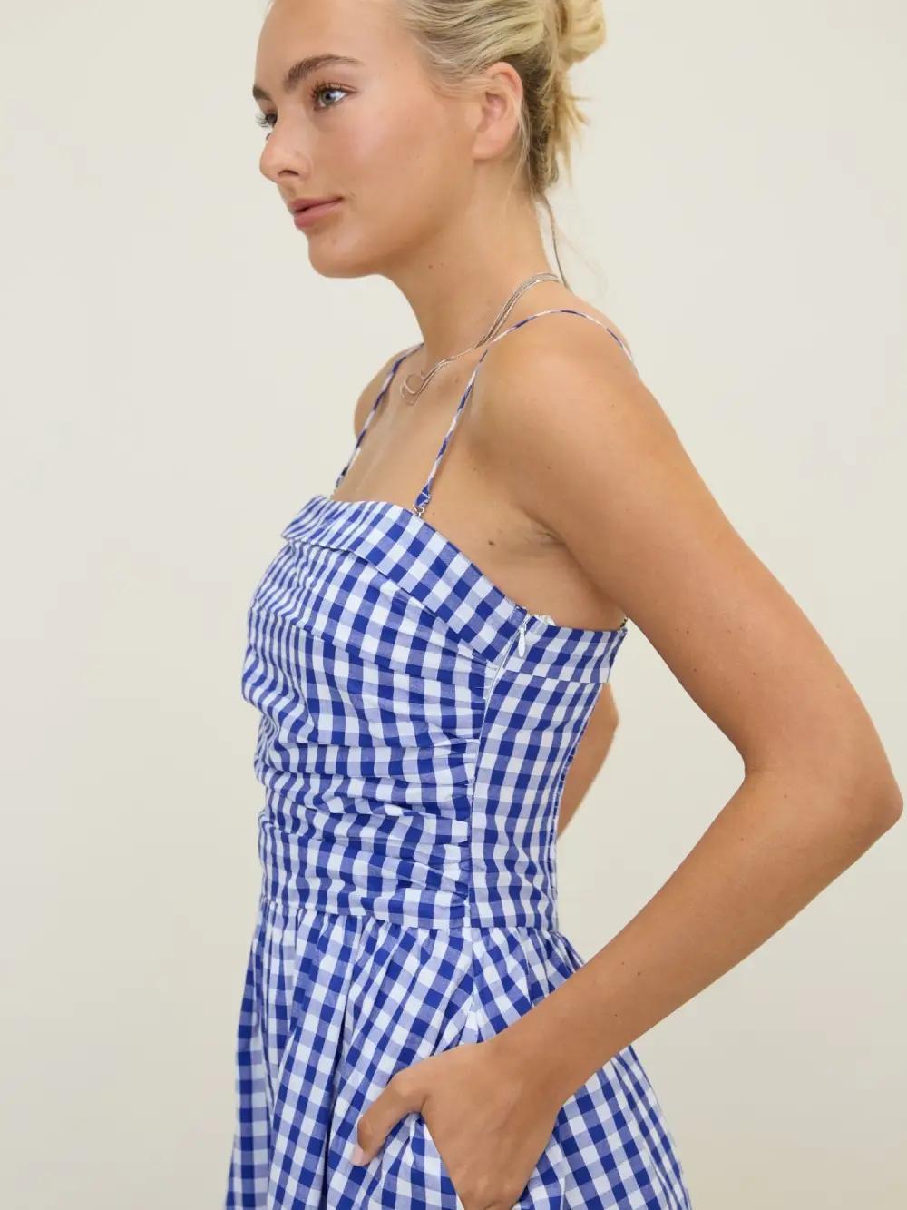 Gingham Spagetti Midi Dress