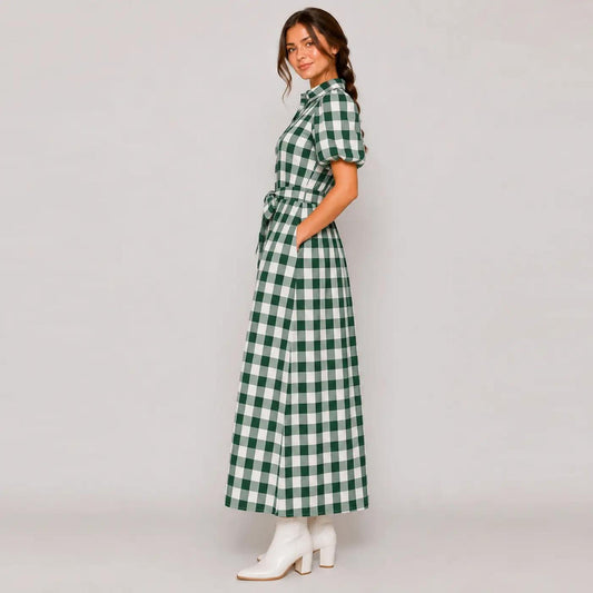 Harper Check Maxi Shirt Dress
