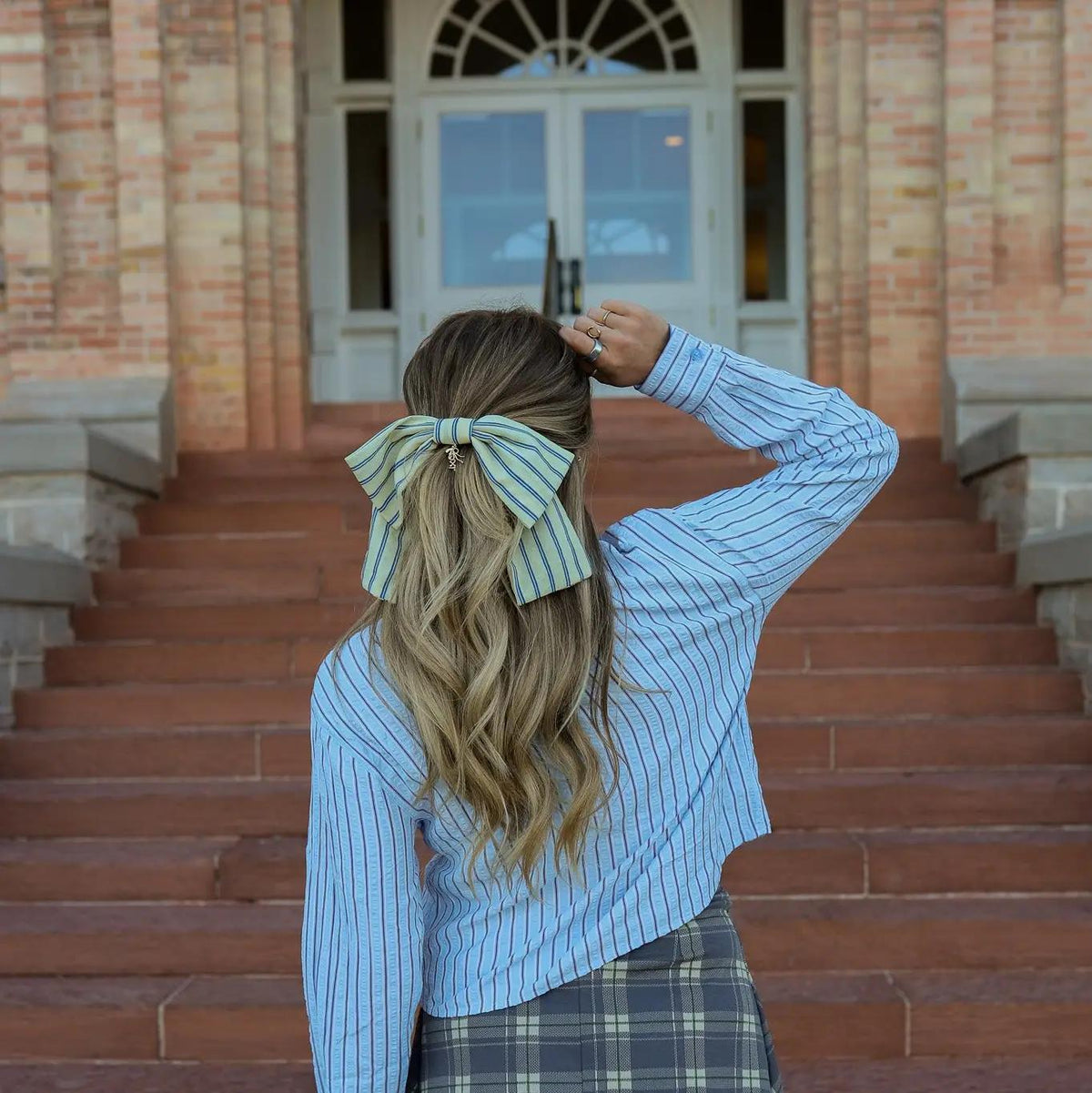 University Striped Slouchy Bow