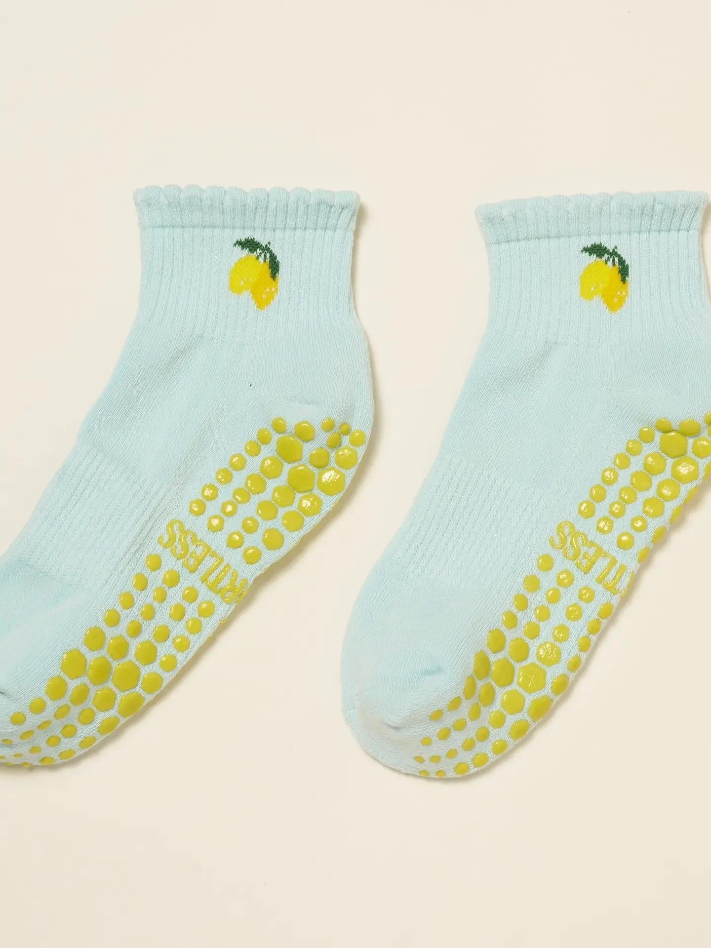 Cropped Crew Grip Sock - Lemon