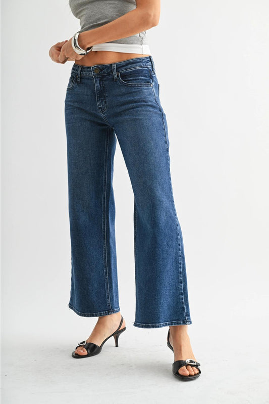Mid Rise Slim Wide Leg