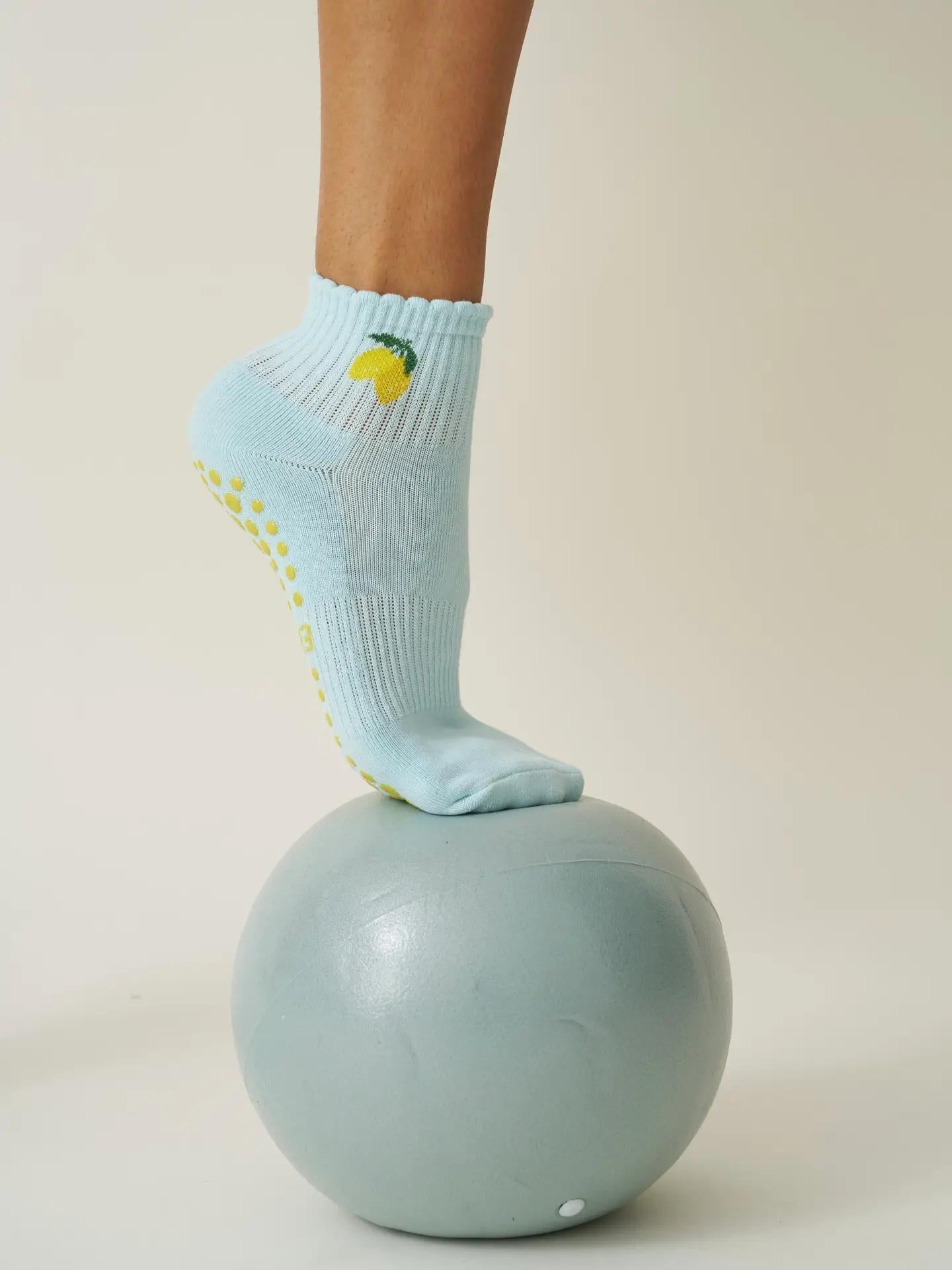 Cropped Crew Grip Sock - Lemon