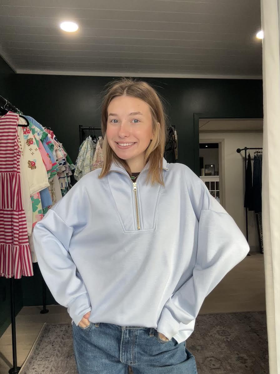 Quarter zip Top- Blue