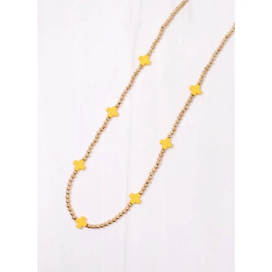 Kathy Necklace with Crosses Yellow