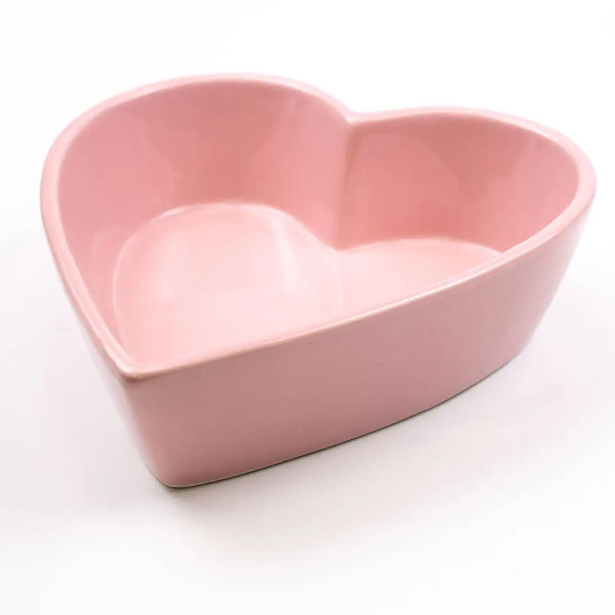 Heart Shaped Tidbit Dish Pink 8x7x2.25