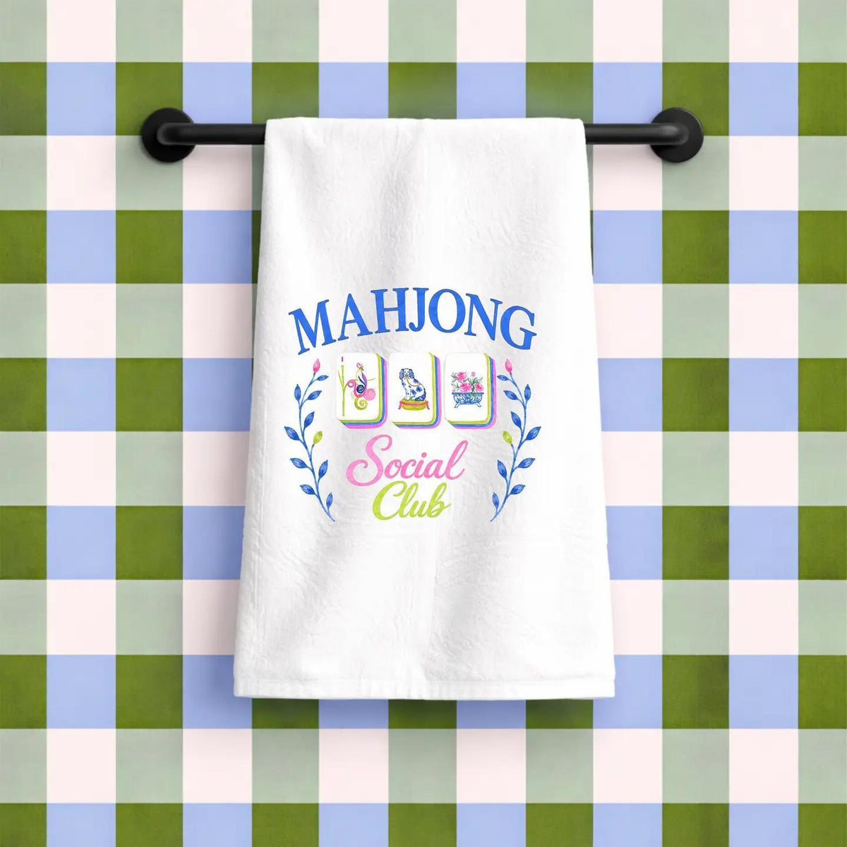 Mahjong Social Club Cute Towel | Blue