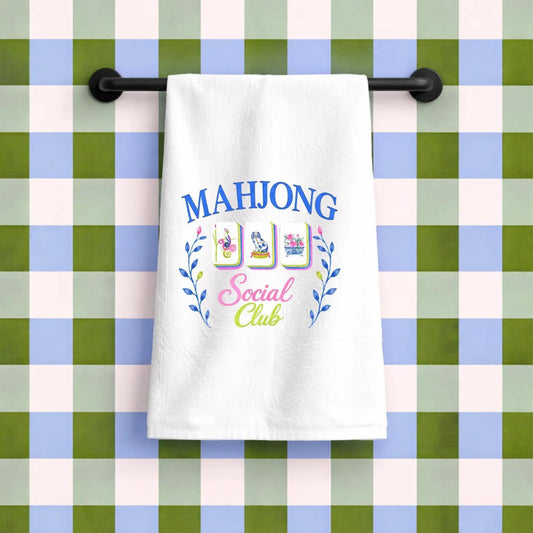 Mahjong Social Club Cute Towel | Blue