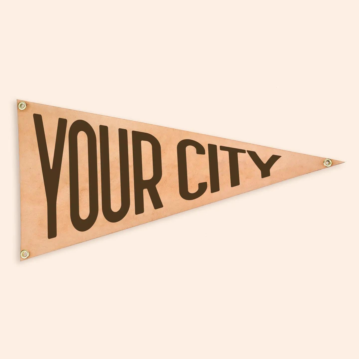Custom Your City Leather Pennant Flag