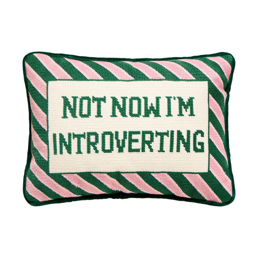 Not Now I'm Introverting Embroidered Pillow