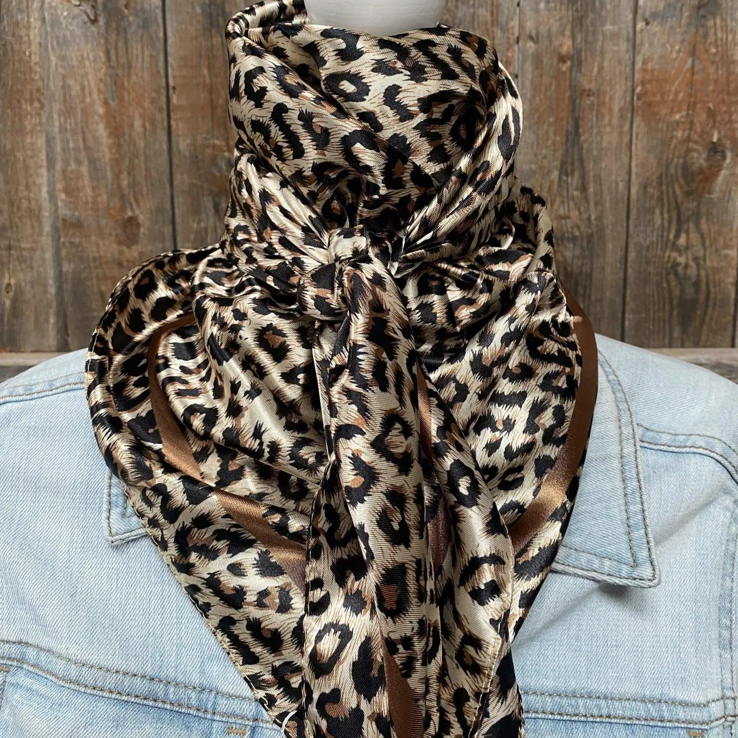 35X35" Tan Leopard Wild Rag