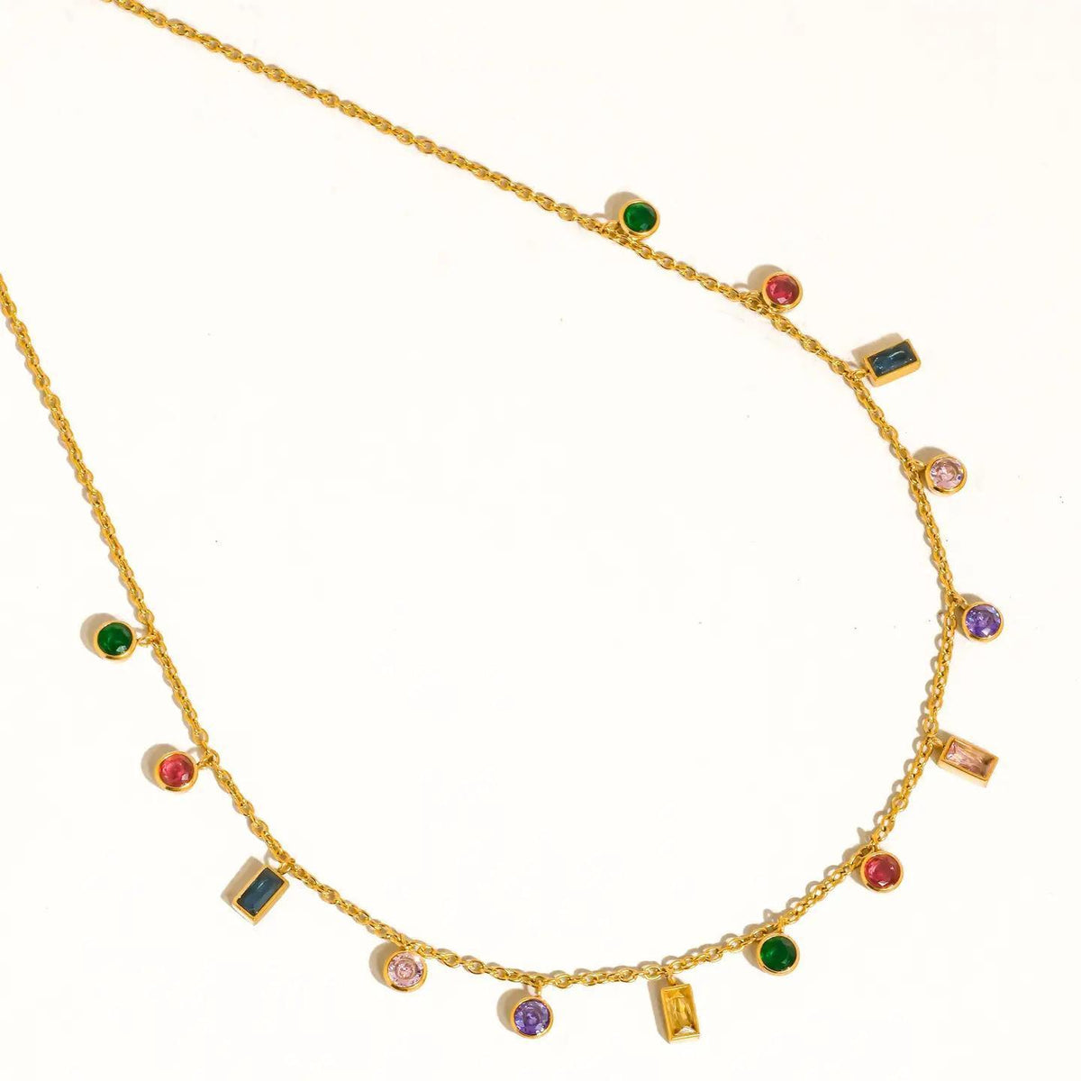 Veloutine 18K Gold Non-Tarnish Multicolor Cz Charm Necklace