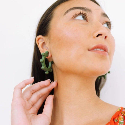 Sage Bead Hoops