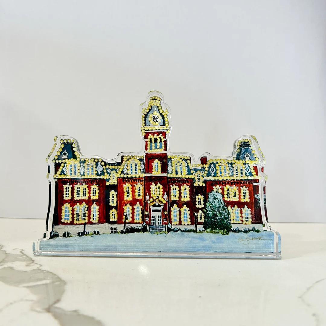 Woodburn Hall Lights Acrylic Cut-Out Block