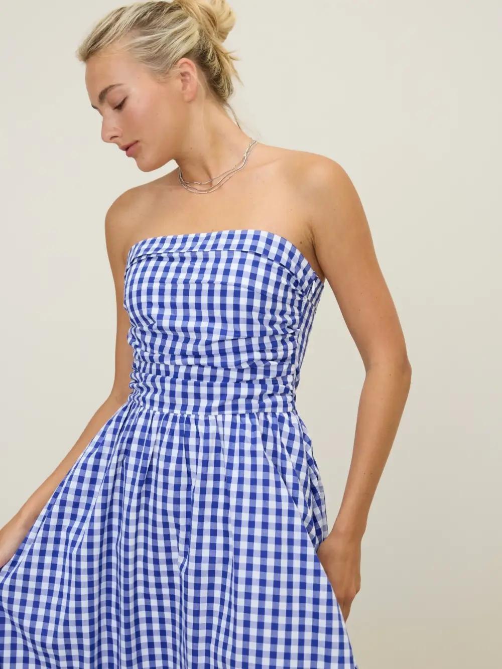 Gingham Spagetti Midi Dress