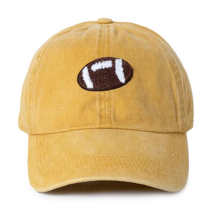 Game Day Chenille Football Patch Washed Baseball Cap