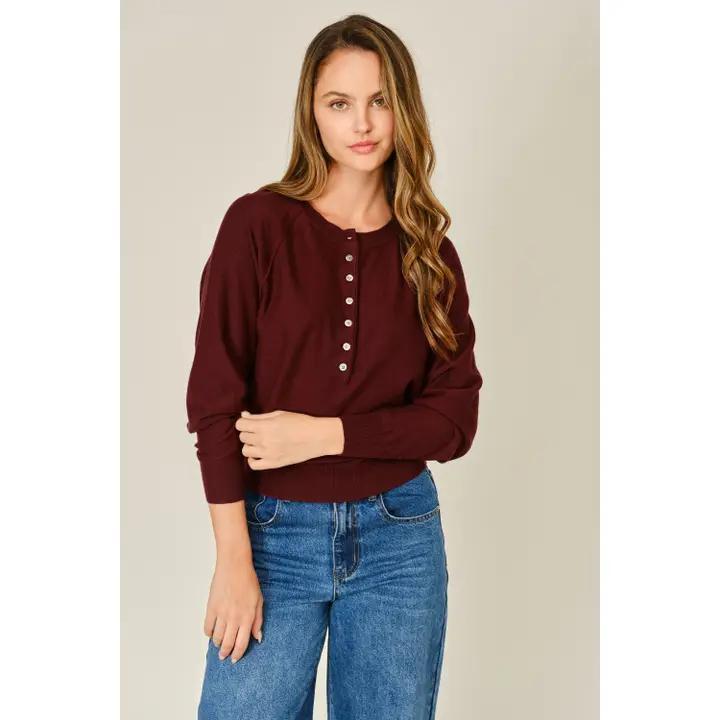 Cashmere Button Down Sweater (Wine)