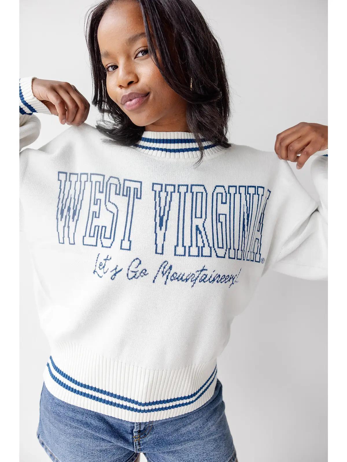 West Virginia Queen Oversized Striped Crew Sweater