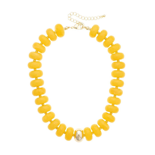 San Sebastian Yellow Beaded Resin Necklace