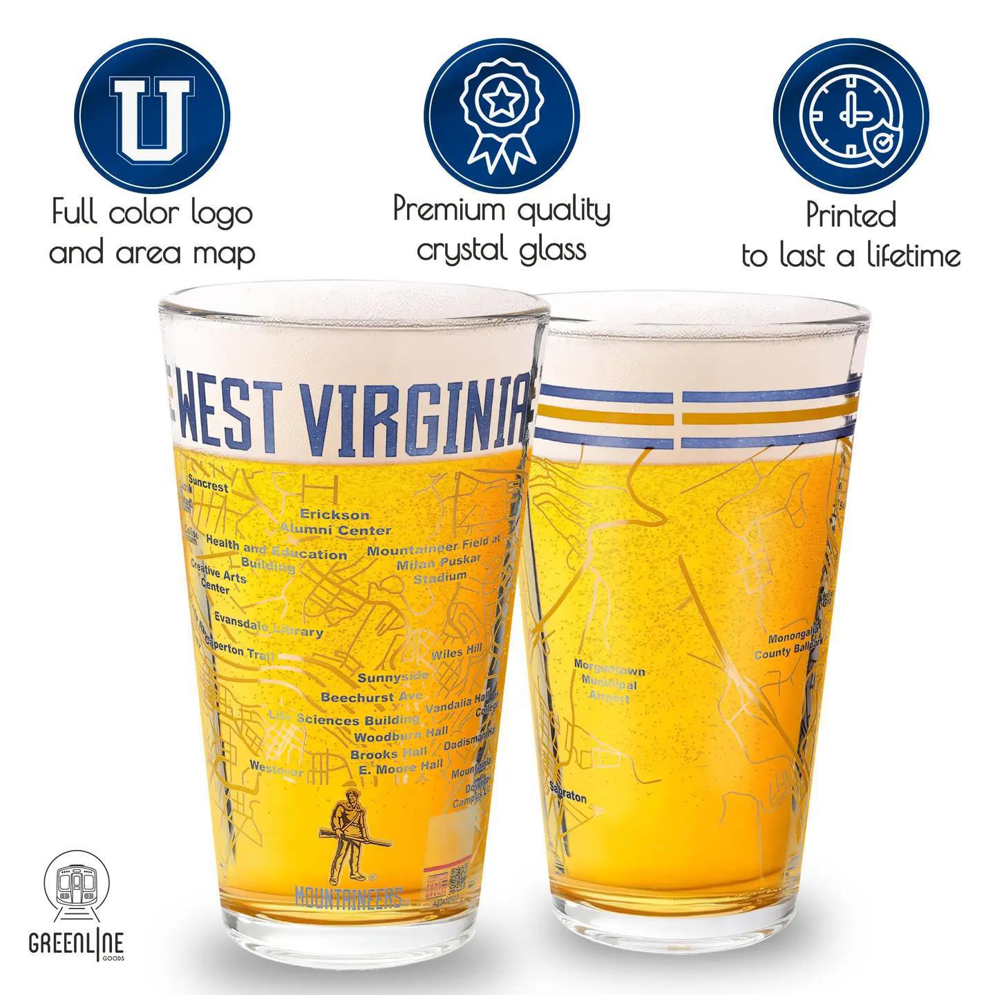 WVU Campus Map Pint Glass