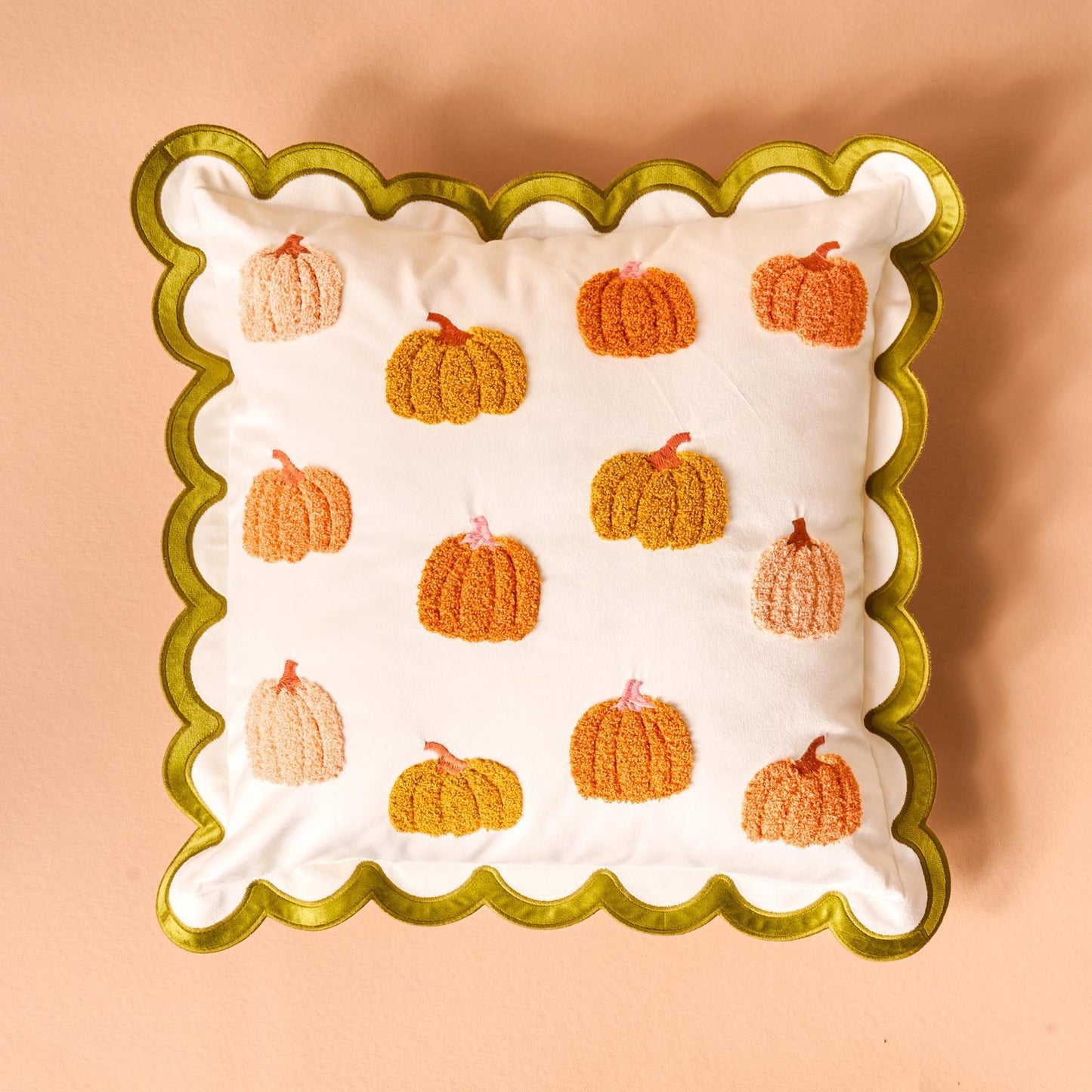 Scalloped Square Throw Pillow - Pumpkin Patch