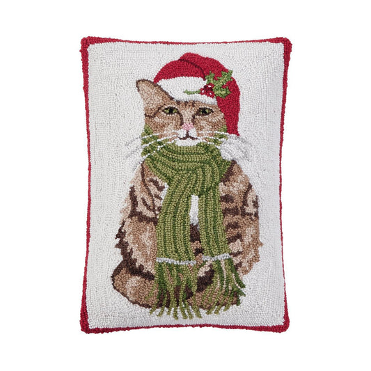 Green Scarf Cat Hook Pillow - Mary Lake Thompson