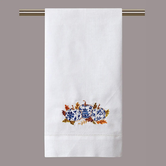 Chinoiserie Pumpkins Embroidered Guest Towel