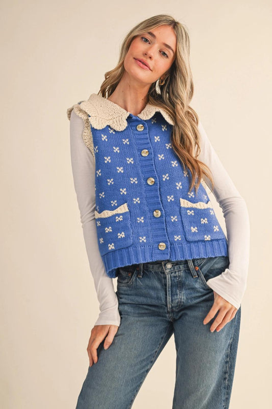Doll Collar Sweater Vest (Blue)