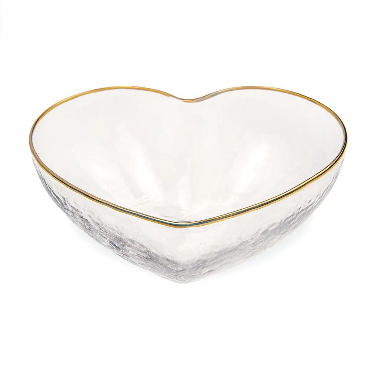 Heart Glass Bowl Clear/Gold 5.9x2.2x5.5