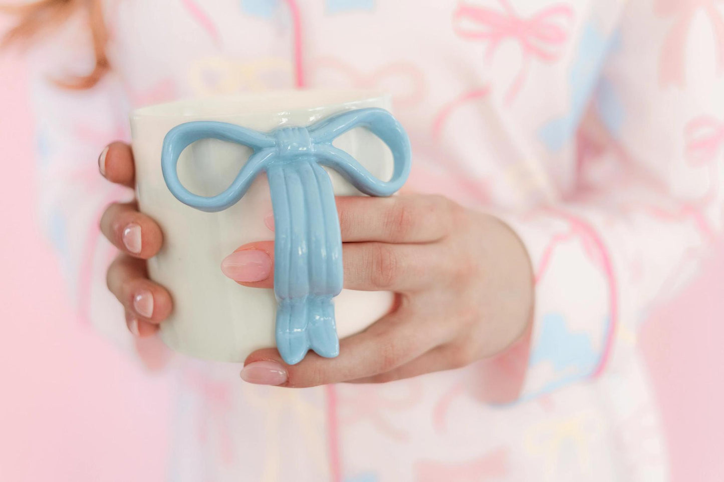 Ceramic Coffee Tea Mug w/Ribbon Handle