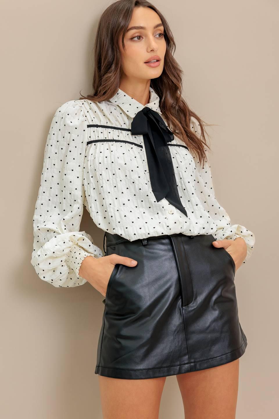 Heart Printed Woven Top