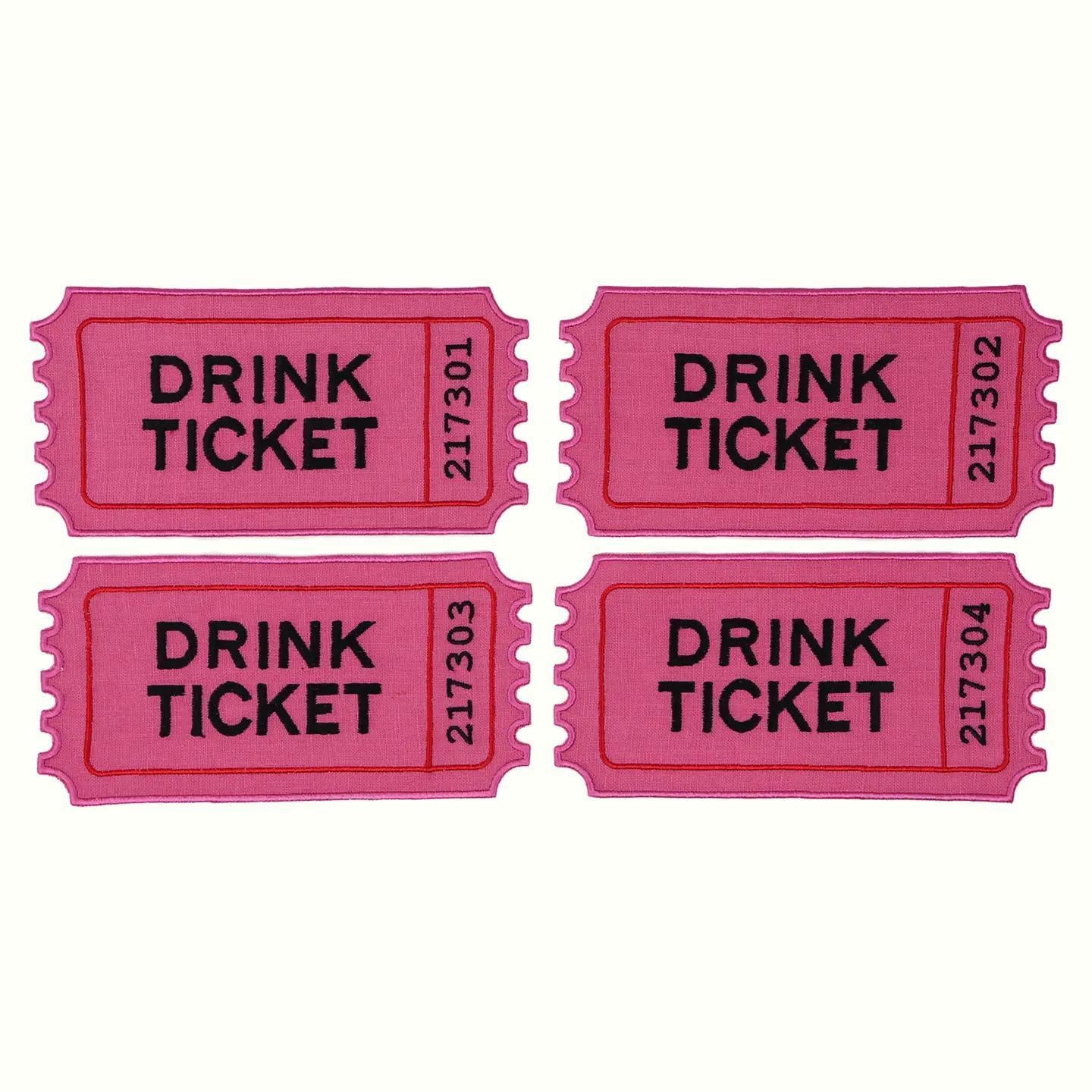 Drink Ticket Cocktail Napkins - Set of 4
